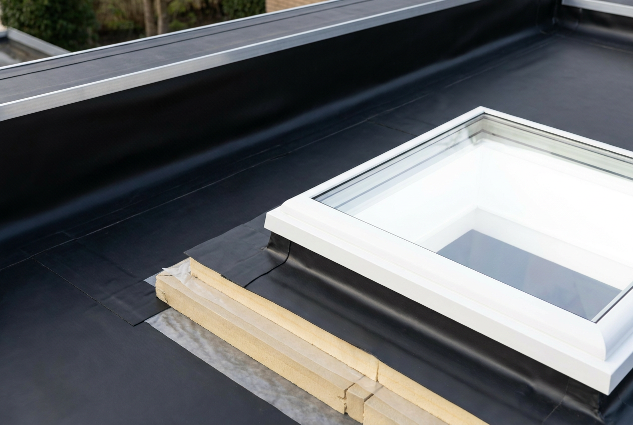 Naadloze EPDM-dakbedekking met isolatie