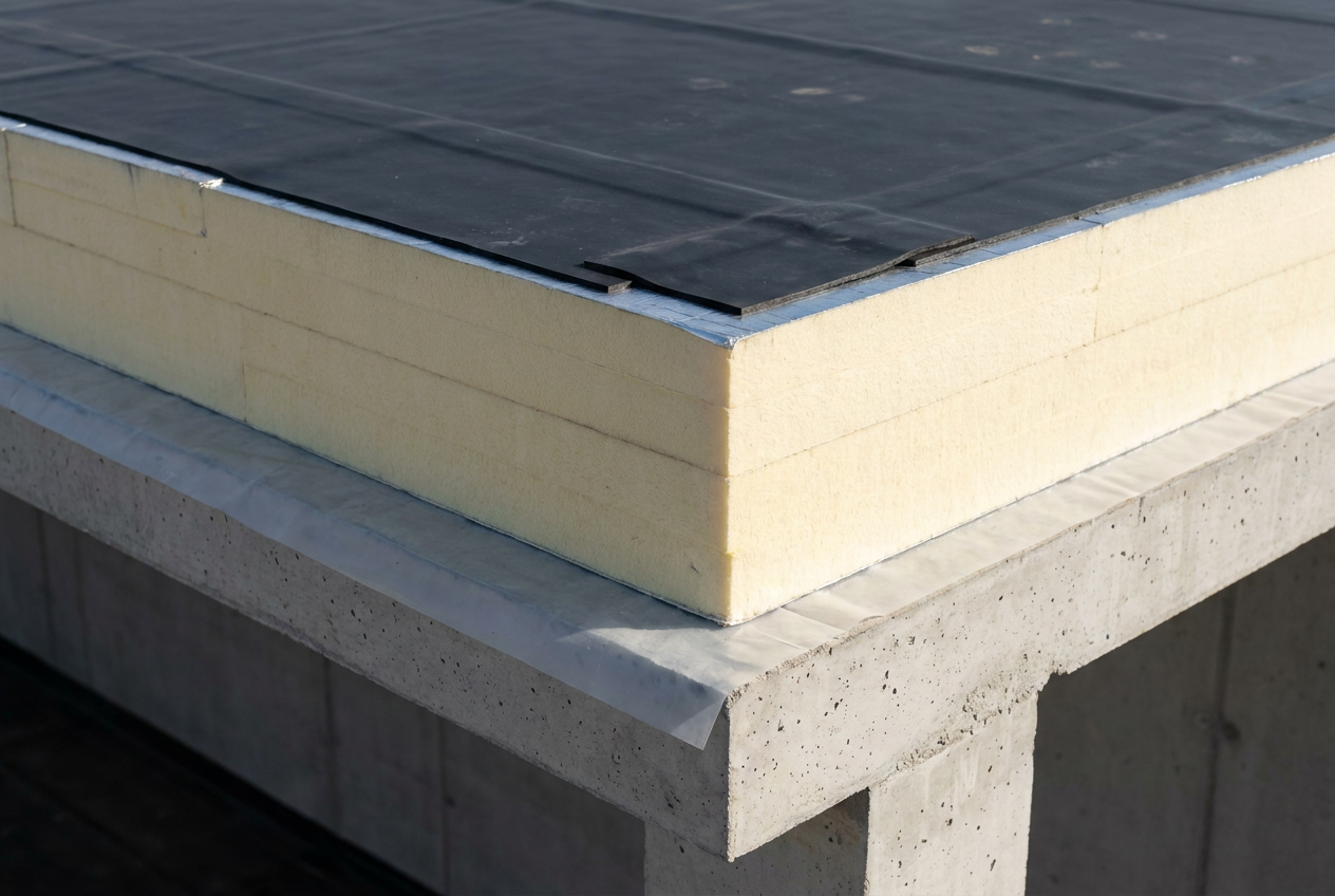 Opbouw plat dak met EPDM en isolatie